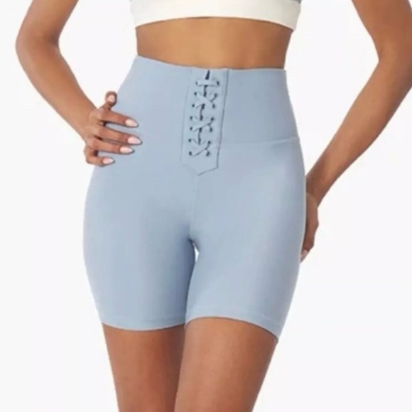 NEW WeWoreWhat Blue Laced Biker Shorts Size Small - Picture 1 of 5